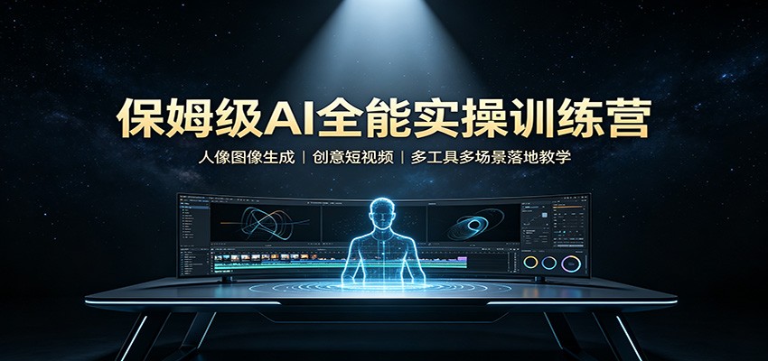保姆级AI全能实操训练营：人像图像生成，创意短视频，多工具多场景落地教学-赛德副业库