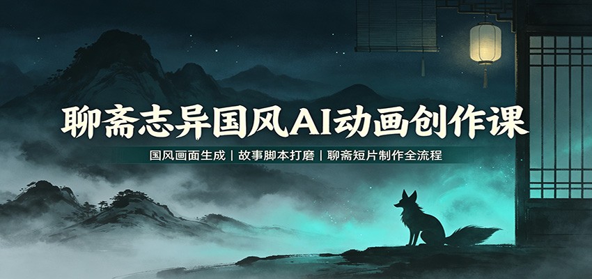 聊斋志异国风AI动画创作课:国风画面生成,故事脚本打磨,聊斋短片制作全流程-赛德副业库