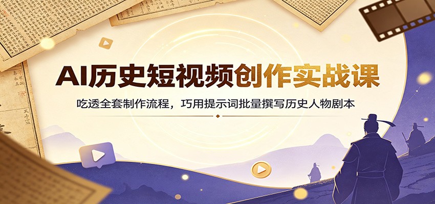 AI历史短视频创作实战课：吃透全套制作流程，巧用提示词批量撰写历史人物剧本-赛德副业库