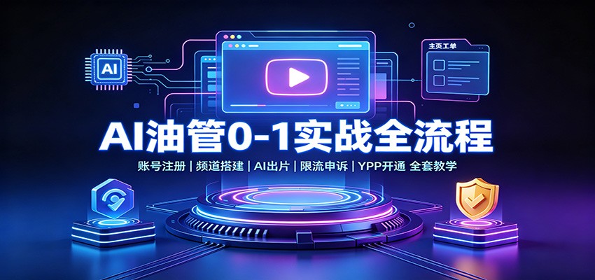 AI油管0-1实战:账号注册频道搭建,AI出片,限流申诉,YPP开通全套教学-赛德副业库