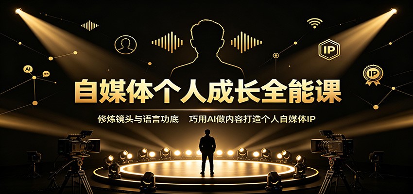 自媒体个人成长全能课：修炼镜头与语言功底，巧用AI做内容打造个人自媒体IP-赛德副业库