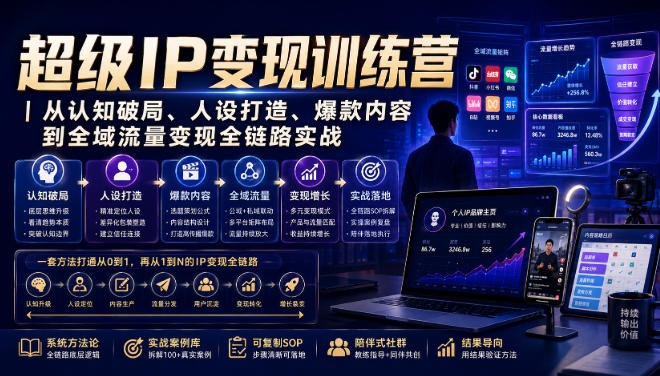 超级IP变现训练营|从认知破局、人设打造、爆款内容到全域流量变现全链路实战-赛德副业库