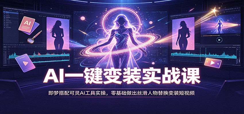 AI一键变装实战课：即梦搭配可灵AI工具实操，零基础做出丝滑人物替换变装短视频-赛德副业库