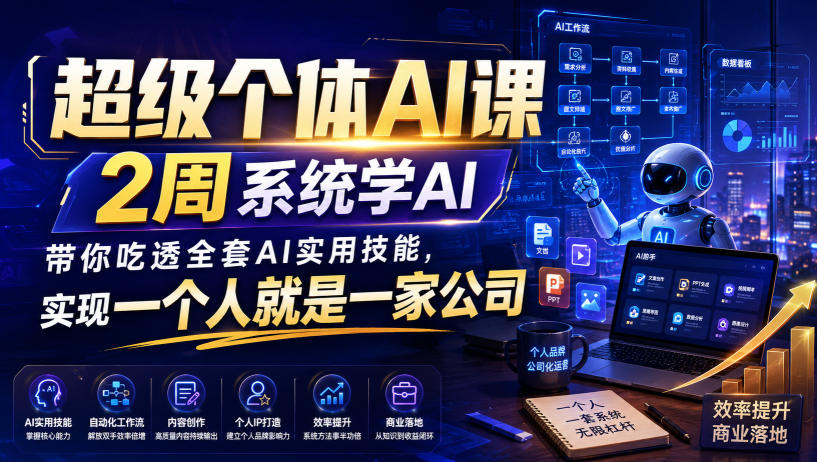 超级个体AI课，2周系统学AI，带你吃透全套AI实用技能，实现一个人就是一家公司-赛德副业库