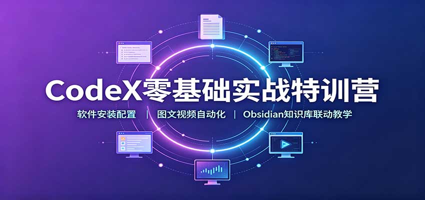 CodeX零基础实战特训营:软件安装配置,图文视频自动化,Obsidian知识库联动教学-赛德副业库