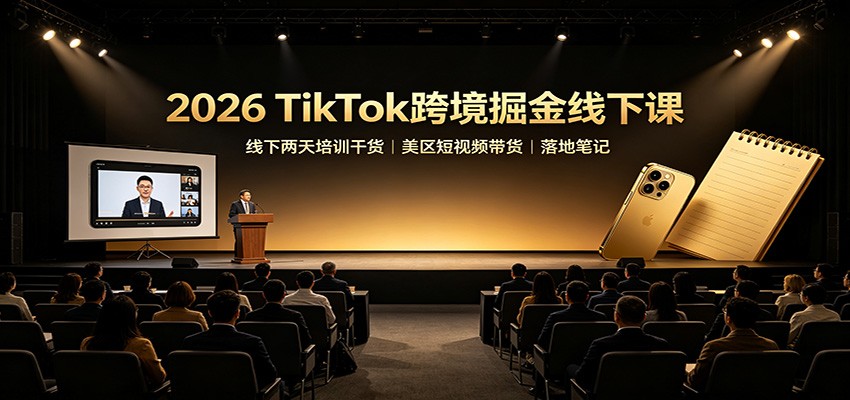 2026 TikTok跨境掘金线下课：线下两天培训干货，美区短视频带货落地笔记-赛德副业库