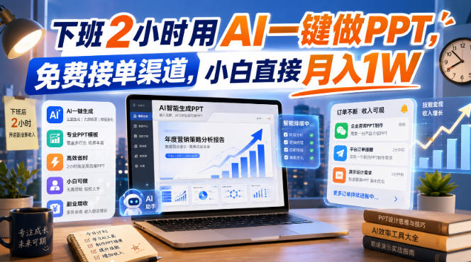 下班2小时用AI一键做PPT,免费接单渠道,小白直接月入1W【揭秘】-赛德副业库