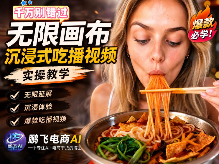 保姆级教程｜用AI无线画布做沉浸式吃播，3步直接出片，无线画布工作流，操作简单好上手-赛德副业库