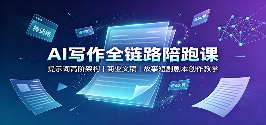 AI写作全链路陪跑课：提示词高阶架构，商业文稿，故事短剧剧本创作教学-赛德副业库