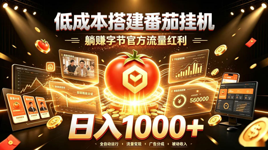 低成本搭建番茄挂G，躺賺字节官方流量红利，日入1k+，全程傻瓜式落地【揭秘】-赛德副业库