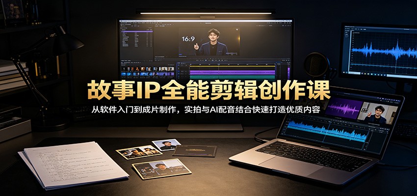 故事IP全能剪辑创作课:从软件入门到成片制作,实拍与AI配音结合快速打造优质内容-赛德副业库
