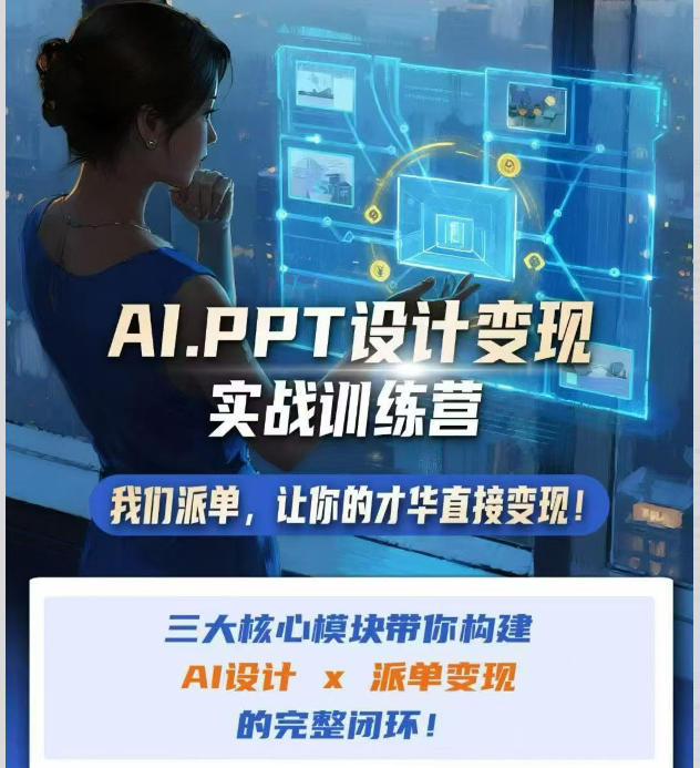 AI+PPT设计变现实战训练营,我们派单,让你的才华直接变现,三大核心模块带你构建Al设计x派单变现的完整闭环-赛德副业库