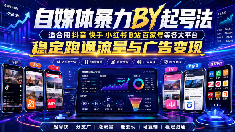 自媒体暴力搬运起号法,适合用抖音快手小红书B站百家号等各大平台,稳定跑通流量与广告变现-赛德副业库