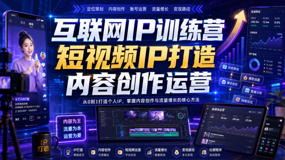 互联网IP训练营，短视频IP打造，内容创作运营-赛德副业库