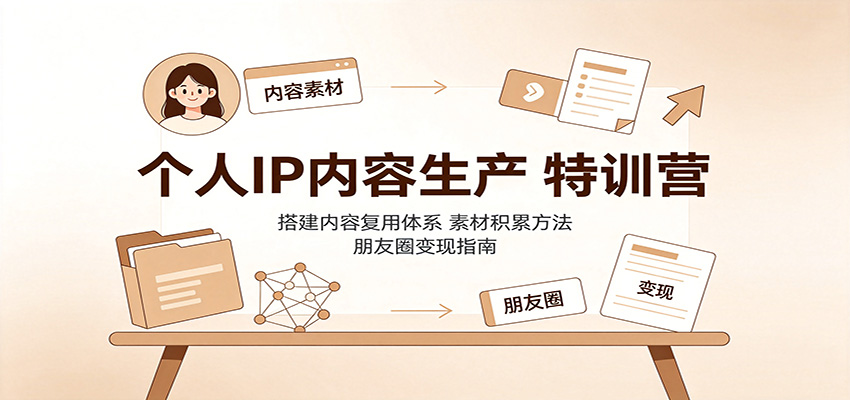 个人IP内容生产特训营:搭建内容复用体系,素材积累方法,朋友圈变现指南-赛德副业库
