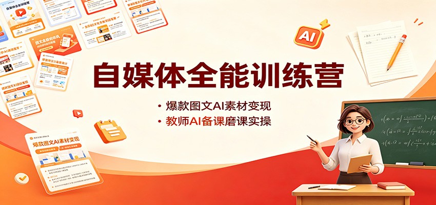 自媒体全能训练营:爆款图文AI素材变现,教师AI备课磨课实操-赛德副业库