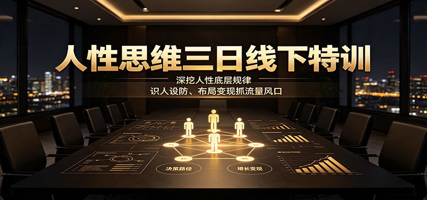 人性思维三日线下特训:深挖人性底层规律,识人设防、布局变现抓流量风口-赛德副业库