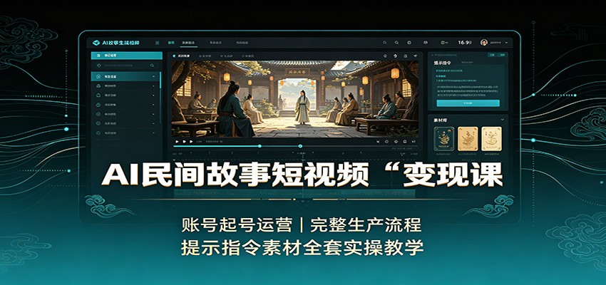 AI民间故事短视频变现课:账号起号运营,完整生产流程,提示指令素材全套实操教学-赛德副业库