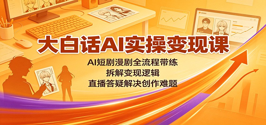 大白话AI实操变现课：AI短剧漫剧全流程带练，拆解变现逻辑，直播答疑解决创作难题-赛德副业库