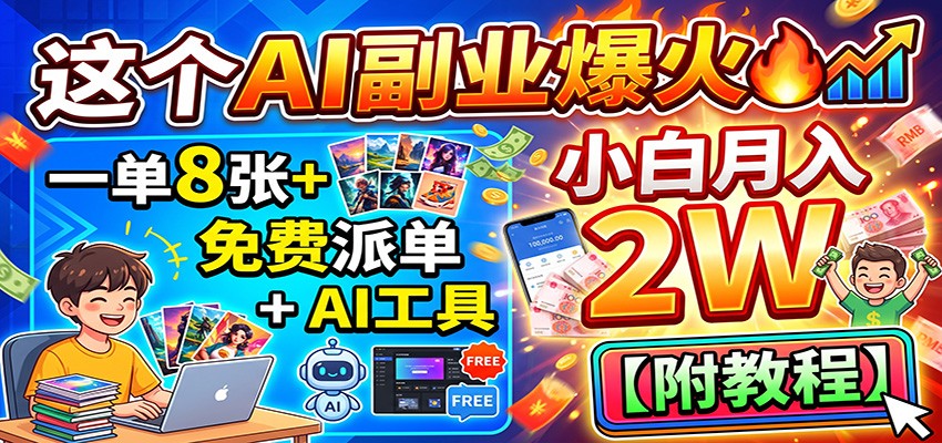这个AI副业爆火!一单8张+,免费派单+AI工具,小白月入2W【附教程】-赛德副业库