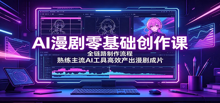 AI漫剧零基础创作课:全链路制作流程,熟练主流AI工具高效产出漫剧成片-赛德副业库
