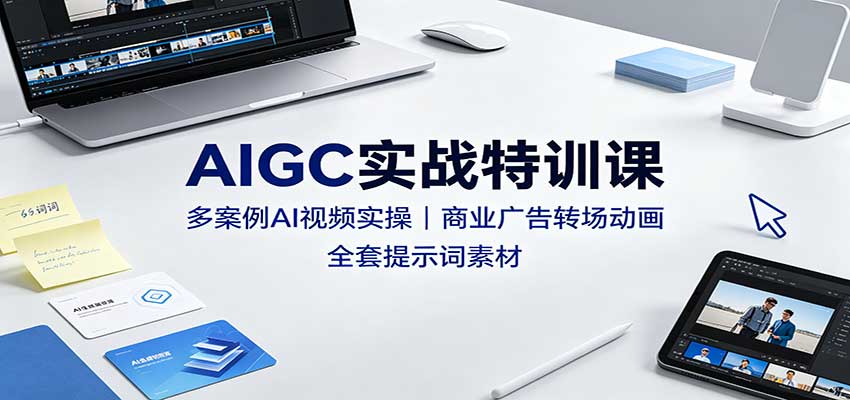 AIGC实战特训课：多案例AI视频实操，商业广告转场动画，全套提示词素材-赛德副业库