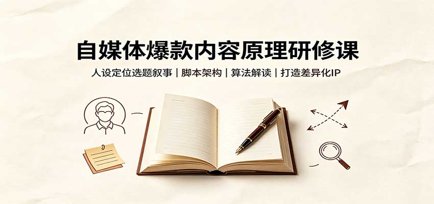 自媒体爆款内容原理研修课：人设定位选题叙事，脚本架构，算法解读打造差异化IP-赛德副业库
