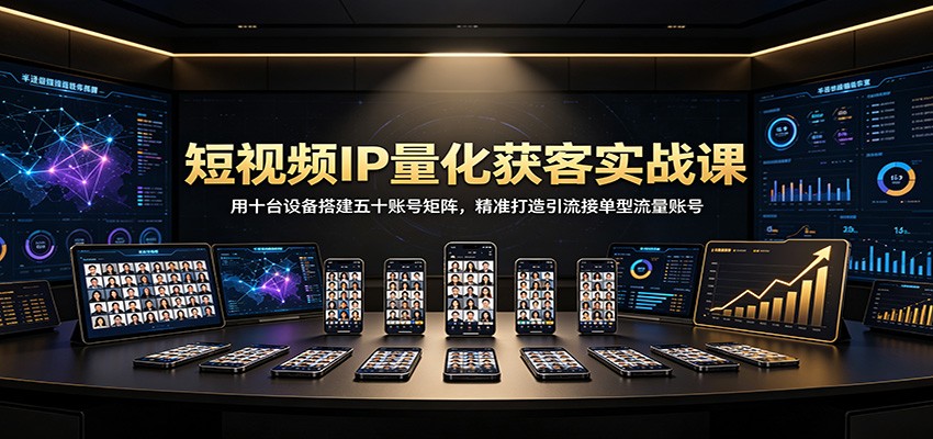 短视频IP量化获客实战课:用十台设备搭建五十账号矩阵,精准打造引流接单型流量账号-赛德副业库