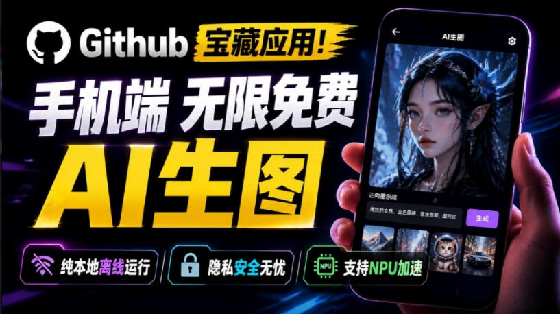 Github宝藏应用！手机端无限免费AI生图，纯本地离线运行，支持NPU加速斩获3.1k stars，local-dream-赛德副业库