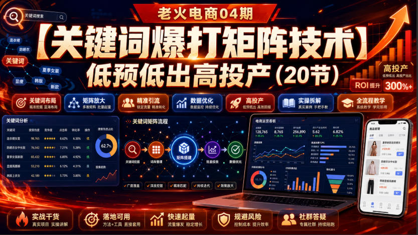老火电商04期：【关键词爆打矩阵技术】低预低出高投产（20节）-赛德副业库