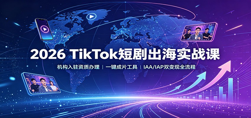 2026 TikTok短剧出海实战课:机构入驻资质办理,一键成片工具,IAA/IAP双变现全流程-赛德副业库