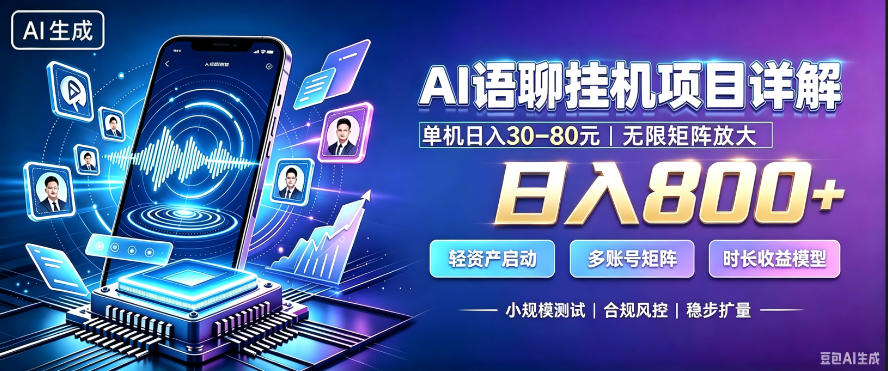 AI聊天挂G项目,日入800+,适用个人副业,支持工作室矩阵操作,放大收益【揭秘】-赛德副业库