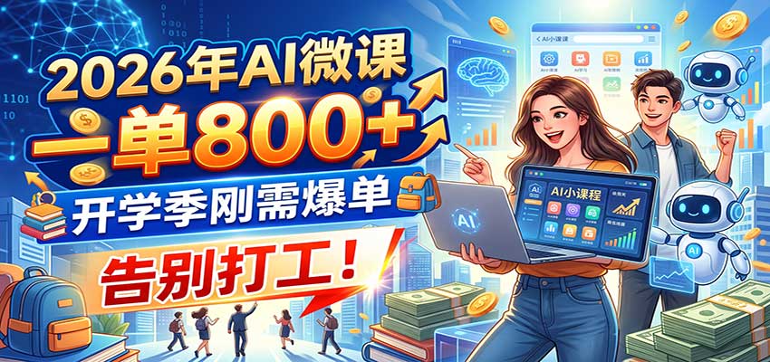 2026年AI微课，一单800+，开学季刚需爆单，告别打工！-赛德副业库