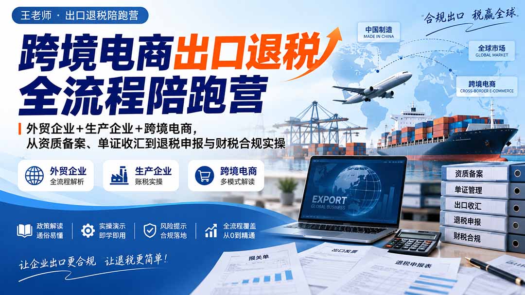 (20513期)跨境电商出口退税全流程陪跑营|外贸企业+生产企业+跨境电商,从资质备案、单证收汇到退税申报与财税合规实操-赛德副业库