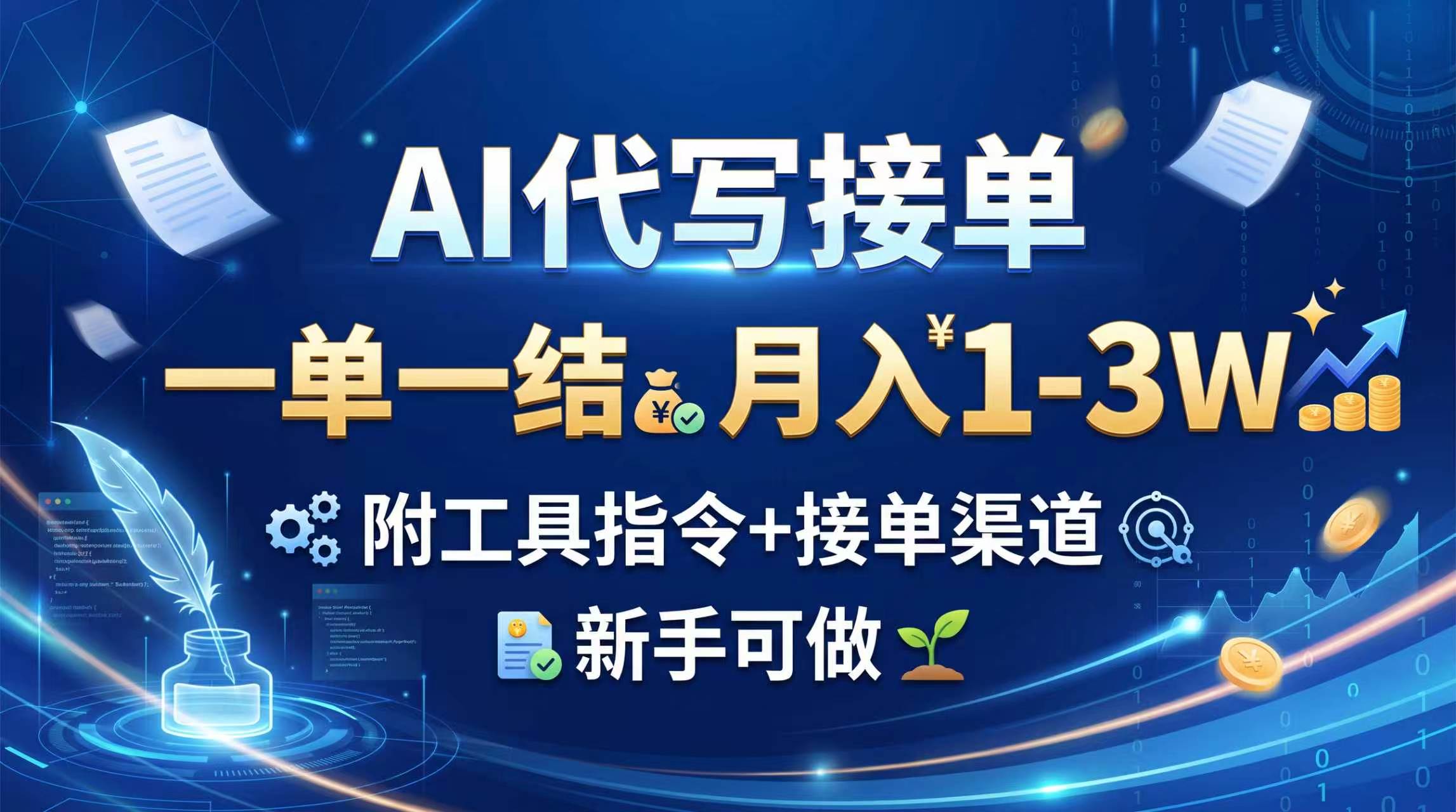 （20343期）AI代写接单，一单一结，月入1-3W，附工具指令+接单渠道，新手可做-赛德副业库
