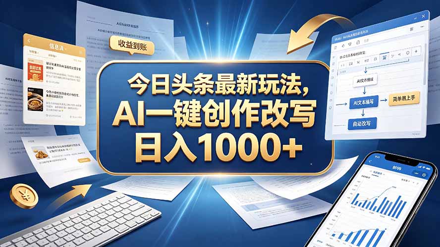 (20566期)今日头条最新玩法,AI 一键创作改写,简单易上手,轻松日入 1000 +-赛德副业库