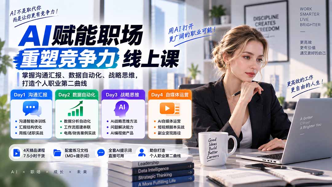 (20531期)AI职场提效与第二曲线实战课-无水印:学习沟通汇报、数据工作流和战略思维,掌握AI编程做产品及自媒体运营方法-赛德副业库