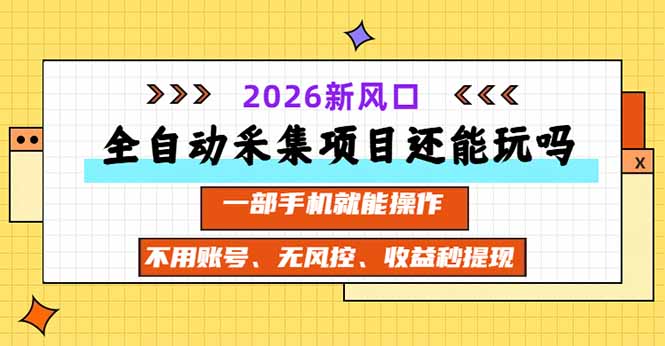 (20533期)全自动采集项目还能玩吗?2026实测新风口 一部手机就能操作-赛德副业库