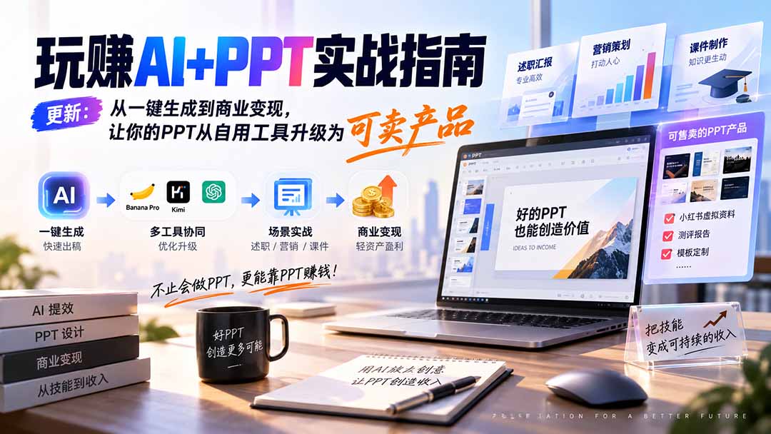 (20247期)玩赚AI+PPT实战指南-更新5月13:从一键生成到商业变现,让你的PPT从自用工具升级为可卖产品-赛德副业库