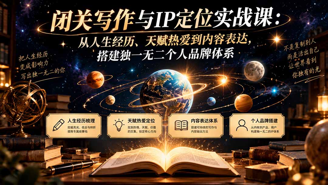 （20634期）闭关写作与IP定位实战课：从人生经历、天赋热爱到内容表达，搭建独一无二个人品牌体系-赛德副业库