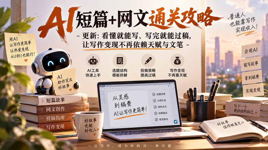 （20578期）AI短篇+网文通关攻略-更新0921：看懂就能写、写完就能过稿，让写作变现不再依赖天赋与文笔-赛德副业库