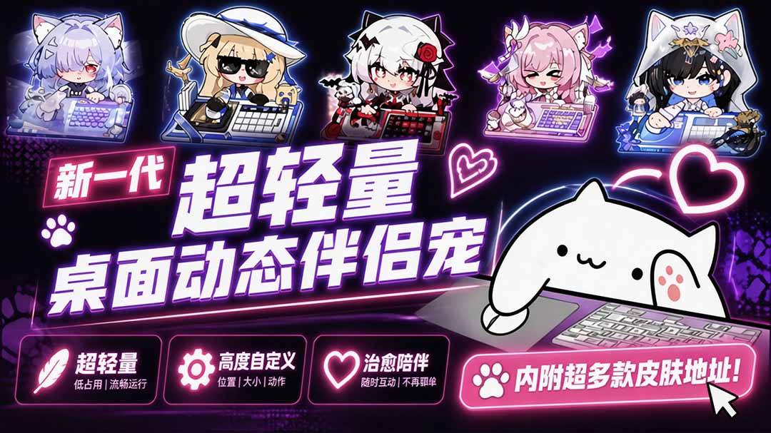 （20293期）开源免费用！新一代超轻量桌面动态伴侣宠，体验更美观，更丝滑，内附超多款皮肤地址，BongoCat-赛德副业库