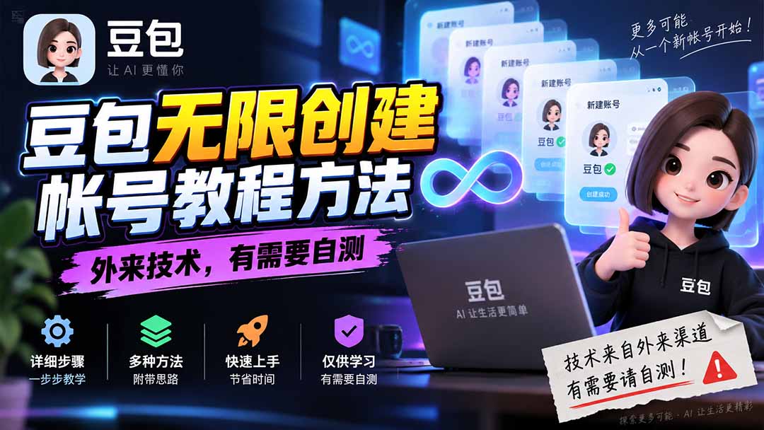 （20550期）豆包无限创建帐号教程方法，外来技术，有需要自测-赛德副业库