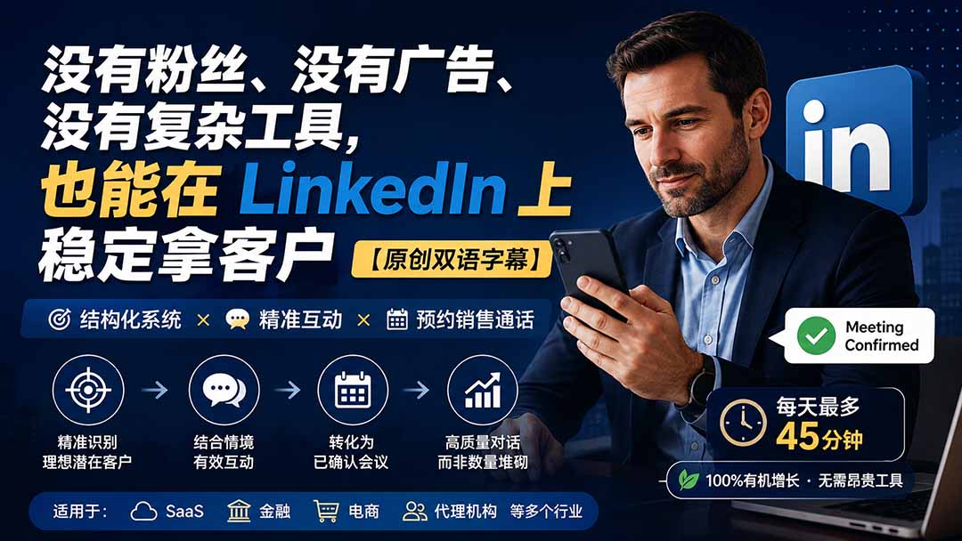 (20220期)没有粉丝、没有广告、没有复杂工具,也能在 LinkedIn 上稳定拿客户【原创双语字幕】-赛德副业库