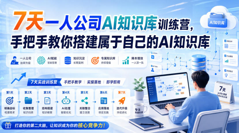 7天一人公司AI知识库训练营,手把手教你搭建属于自己的AI知识库-赛德副业库