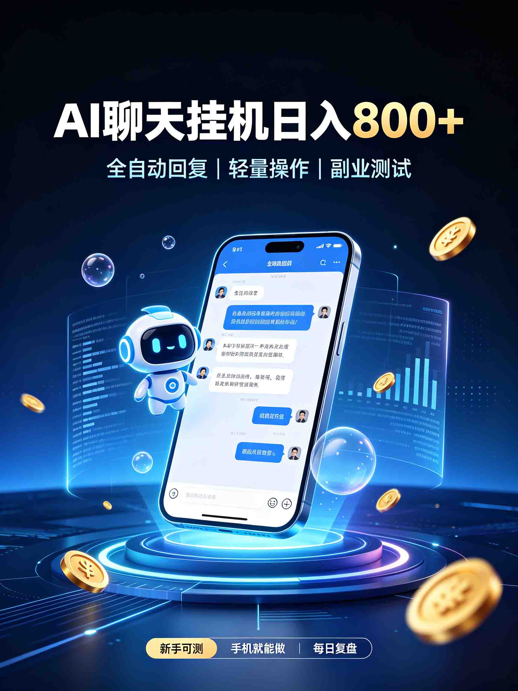 AI聊天挂机，日入800+，适用个人副业，工作室矩阵操作-赛德副业库
