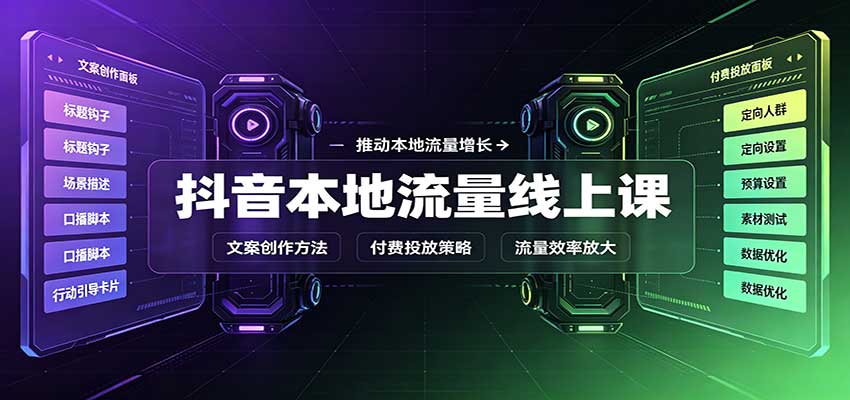抖音本地流量线上课:账号搭建拍摄剪辑,文案创作与付费投放教学-赛德副业库