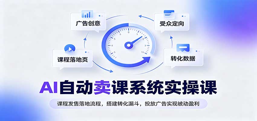 AI自动卖课系统实操课:课程发售落地流程,搭建转化漏斗,投放广告实现被动盈利-赛德副业库