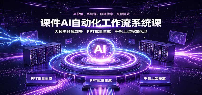 课件AI自动化工作流系统课:大模型环境部署,PPT批量生成,千帆上架投放落地-赛德副业库