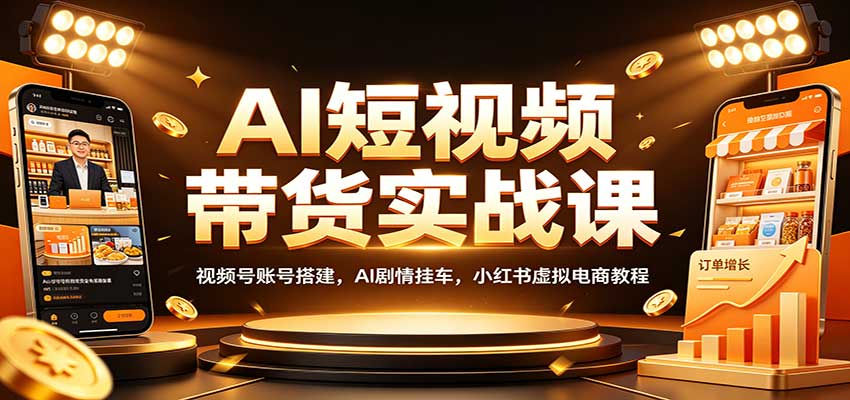 AI短视频带货实战课:视频号账号搭建,AI剧情挂车,小红书虚拟电商教程-赛德副业库